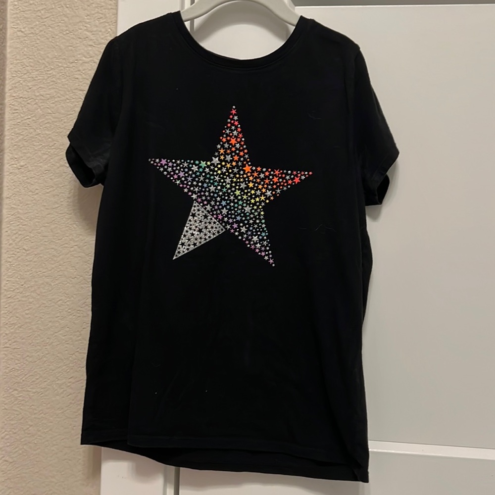Glittery Rainbow Star Black Shirt!